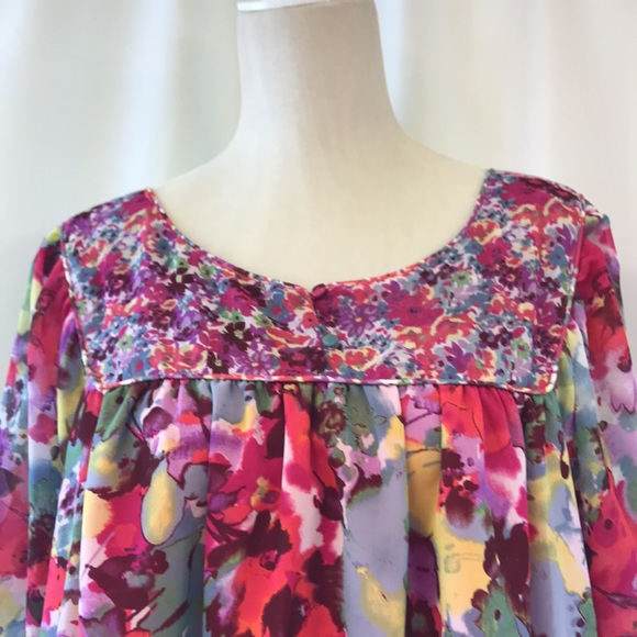 A.N.A Colorful Boho Floral Blouse 3X - Picture 2 of 12